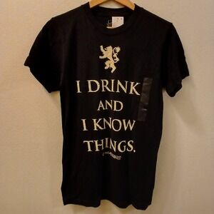 HBO Game of Thrones Mens T-Shirt Black Size Small I Drink and I‎ Know Things NWT